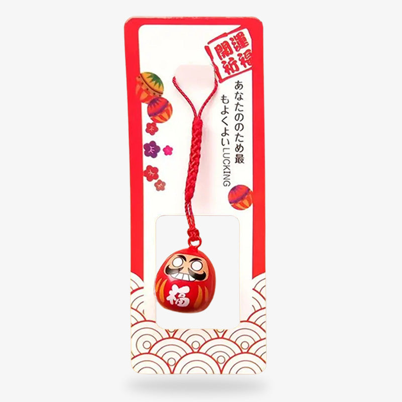 Daruma Porte-Clé Rouge en Métal