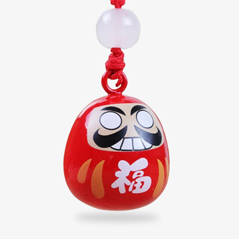 Daruma Porte-Clé Rouge en Métal