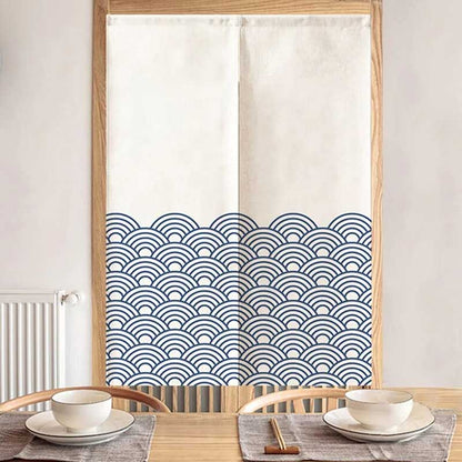 Noren Japonais Blanc Motif Seigaiha