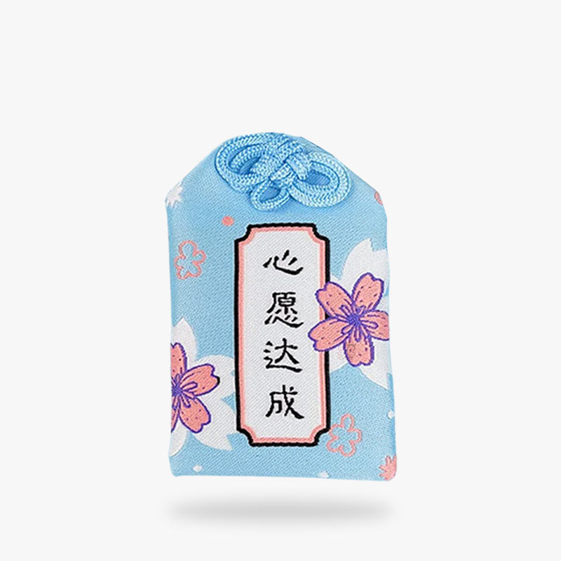 Omamori Shiawase Fleurs de Sakura et Kanji