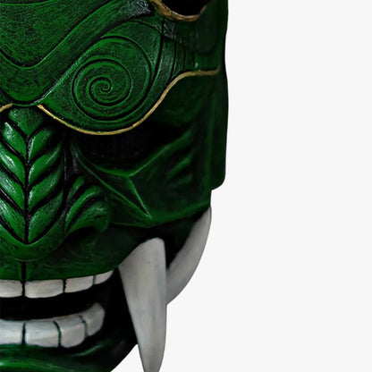 Masque Oni Vert à Cornes et Crocs