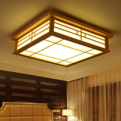 Plafonnier Japonais Shoji en Bois de Bambou