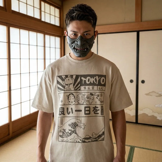 Maneki Neko T-Shirt Tokyo et Grande Vague