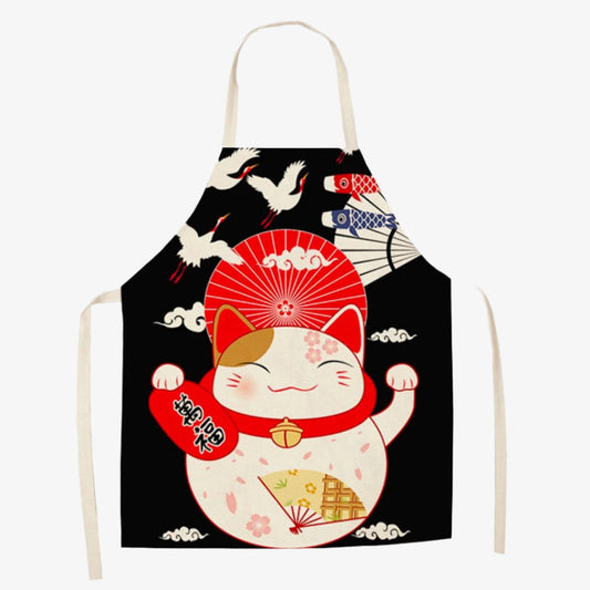 Maneki Neko Tablier Japonais Koï et Tsuru