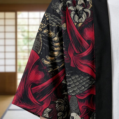 Haori Yokai Noir et Rouge Démon Oni