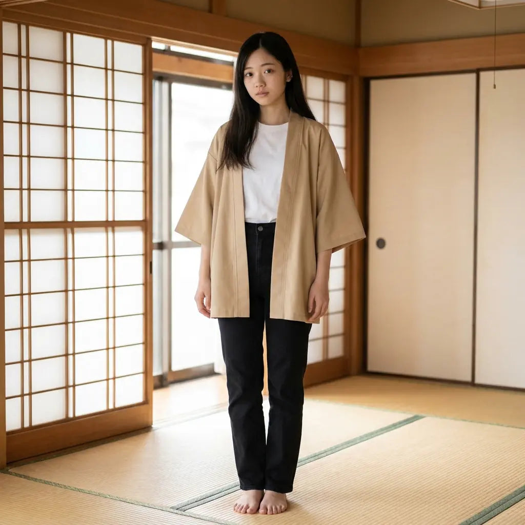 Haori Femme Longueur Mi-Hanche Manches Kimono