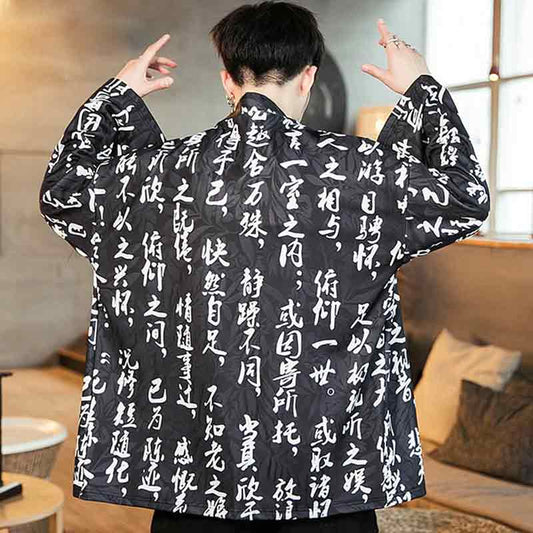 Haori Homme Écriture Kanji Imprimée