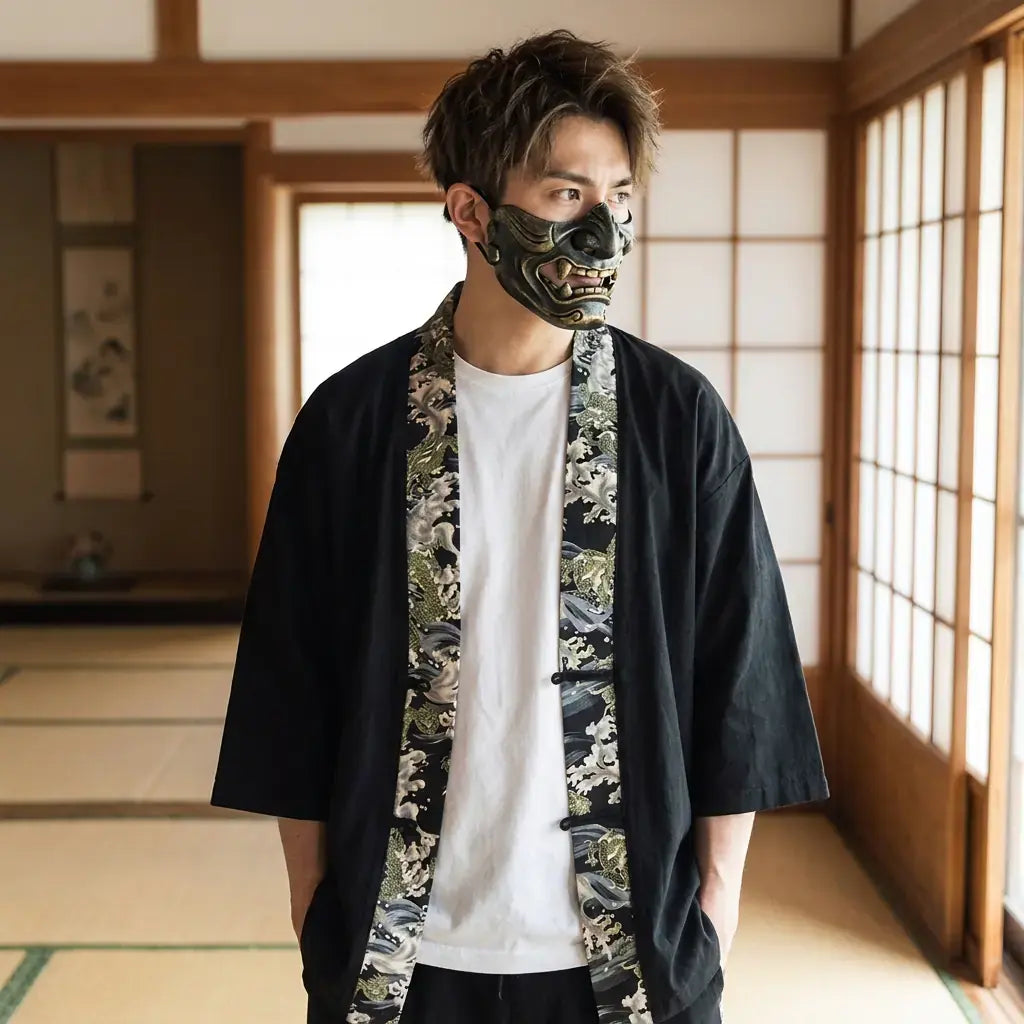 Haori Col Irezumi en Coton Brossé
