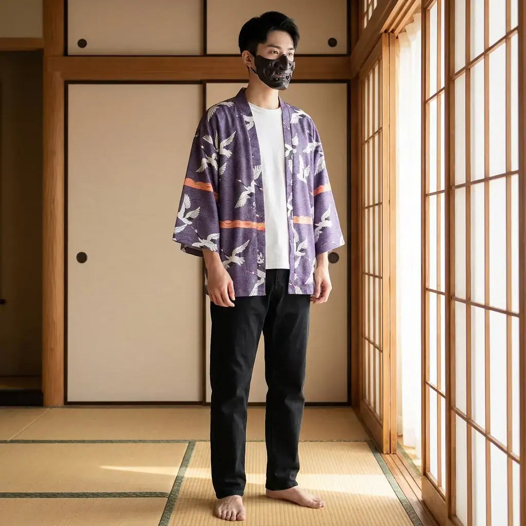 Haori Tokyo à Motifs de Grues Tsuru