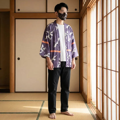 Haori Tokyo à Motifs de Grues Tsuru