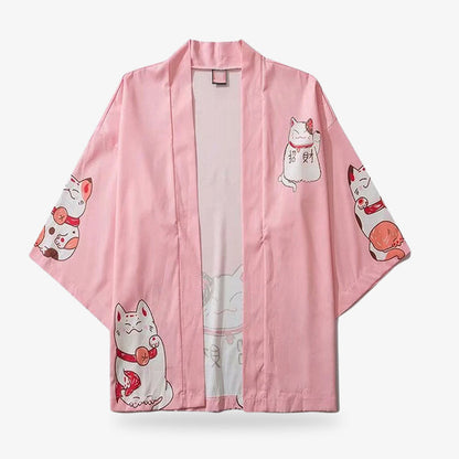 Maneki Neko Veste Kimono Rose Kawaii