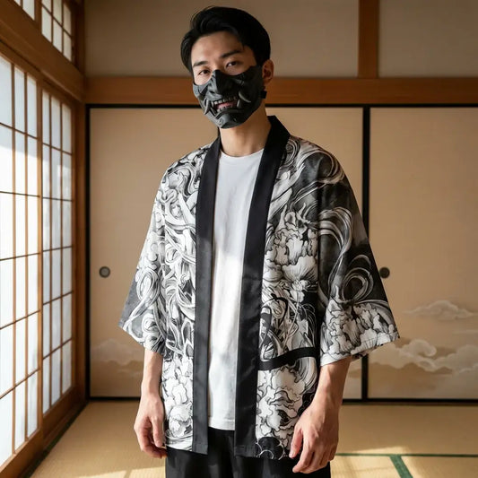 Veste Kimono Homme Masque Démon Oni
