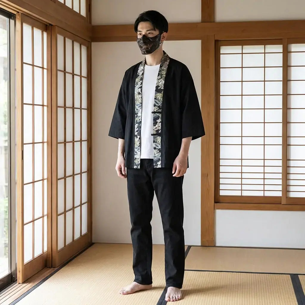 Haori Col Irezumi en Coton Brossé