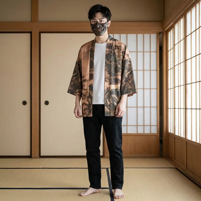 Haori Streetwear Paysage Ukiyo-e au Dos