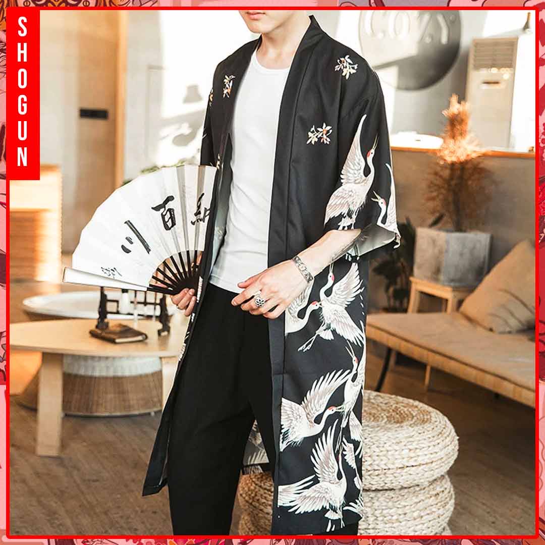 Veste Kimono Homme Tsuru et Sakura