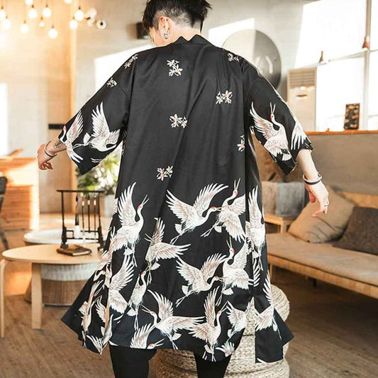 Veste Kimono Homme Tsuru et Sakura
