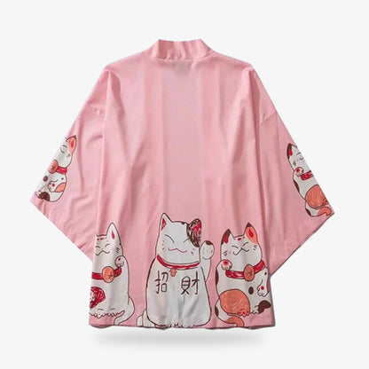 Maneki Neko Veste Kimono Rose Kawaii
