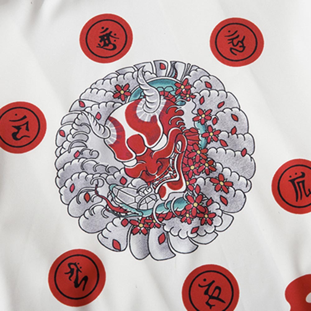 Veste Kimono Homme Blanche Oni Rouge